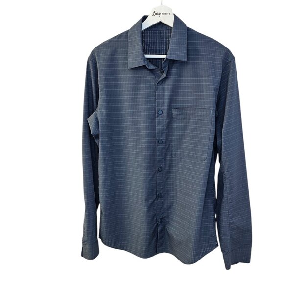 Lululemon Mens  Down To The Wire Long Sleeve Button Up Shirt, Plaid Check, S/M - Picture 1 of 8